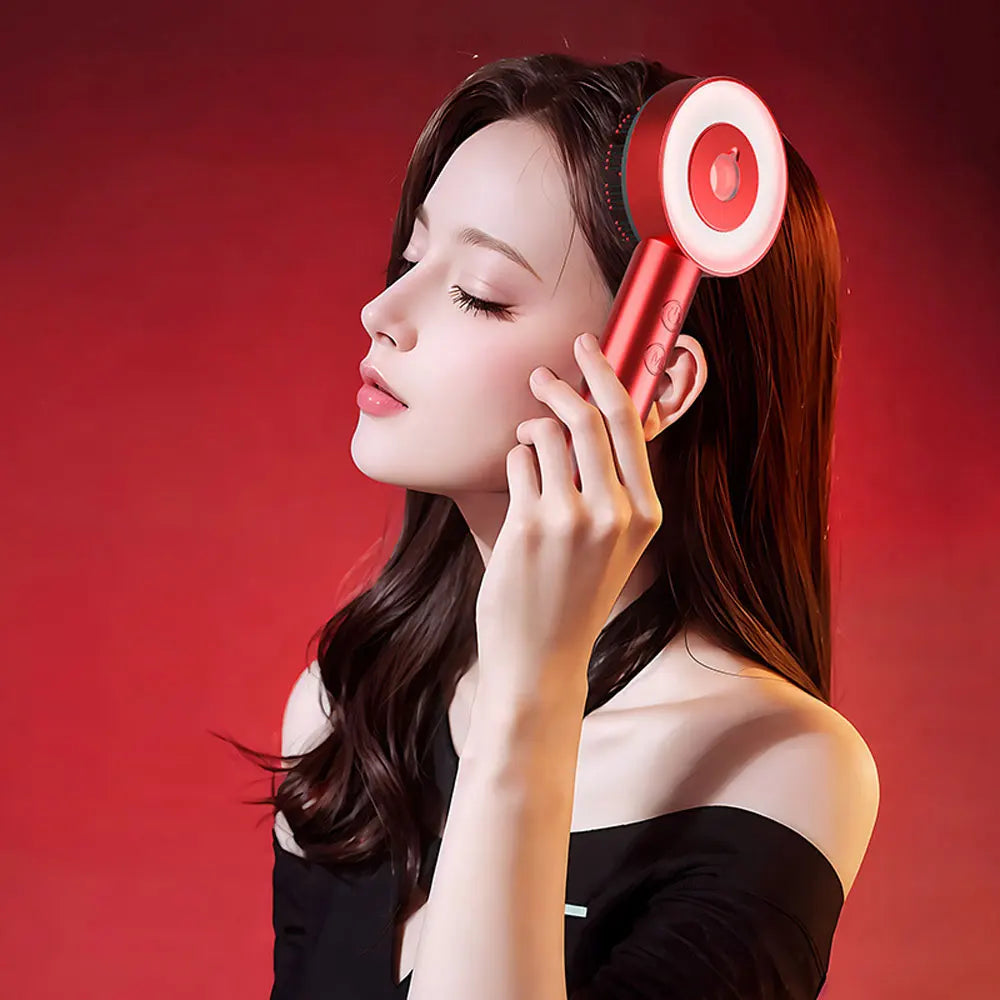 Soléa™ | Peine eléctrico para masaje del cuero cabelludo – Luz roja y aplicador de aceite – Anticaída y crecimiento capilar