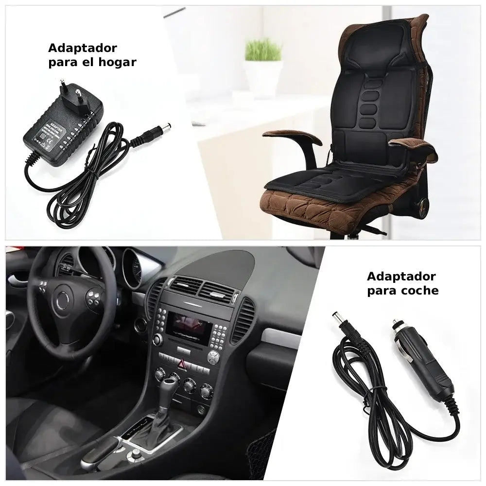 Soléa™ | Cojín de masaje eléctrico vibrante con calor: alivia el dolor de espalda, cuello y lumbar | Uso doméstico y en el coche